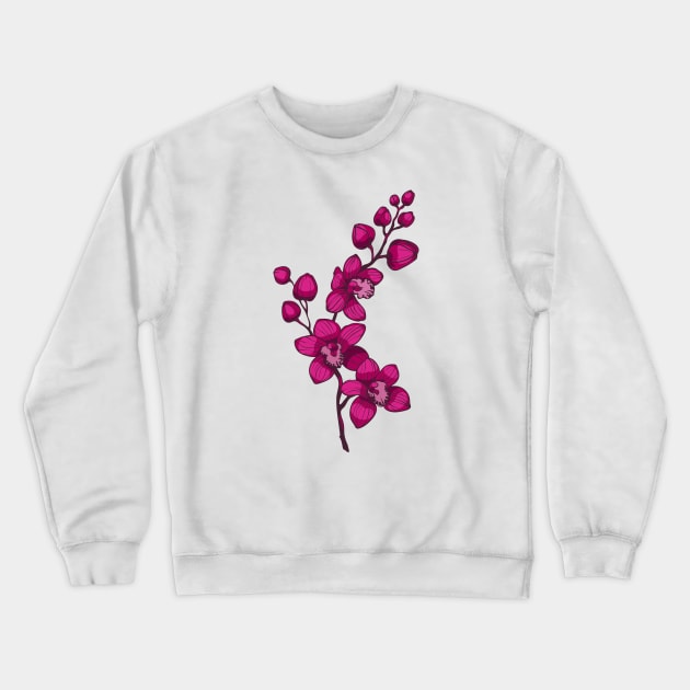 branch with purple orchid flowers Crewneck Sweatshirt by  ESHA-Studio